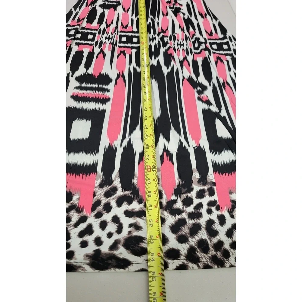 London Style Collection Women Maxi Dress 14‎ Black Pink White Geometric Halter
